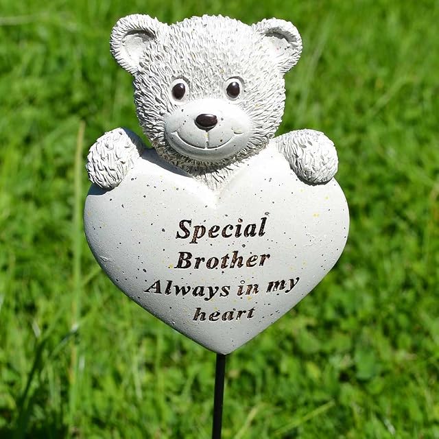 Angraves Special Brother Teddy Bear Heart Memorial Tribute Stick Graveside Plaque
