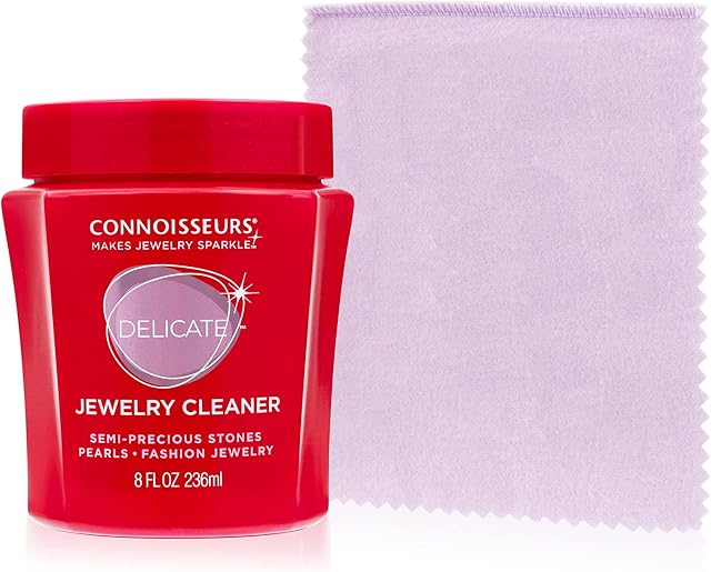 Connoisseurs Jewellery Cleaner Kit | Delicate Jewellery Cleaner for Diamonds, Platinum & Gold | Clean Watches & Earrings - With Dry Cleaning Cloth