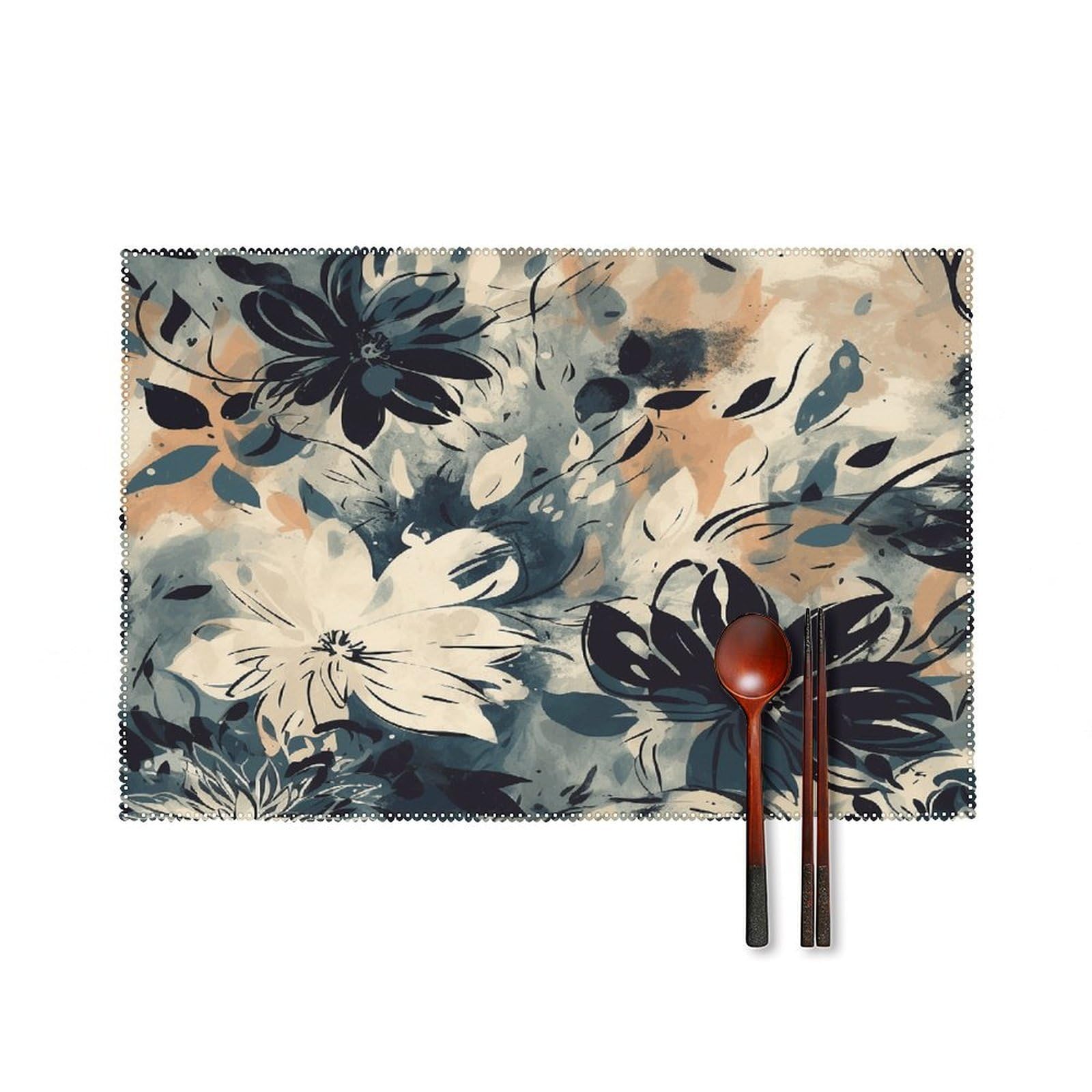 Fodpand Style Drawing Of Flowers Placemats Set Of 4 Place Mats Table Mats