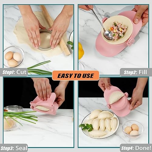 Miniatura 3 de KAYCROWN Empanada Maker - Prensa para hacer albóndigas (L4 pulgadas + M3 pulgadas), molde de bola de masa con cortador de masa y cuchara de relleno,