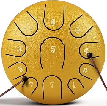 Rain Drum for Outside Garden,Steel Tongue Drum 6 Inche 11 Note Steel Drums Rain Chime,with Soft Bag,Music Book