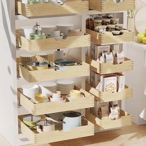 Miniatura 3 de LOVMOR Organizador de gabinete extraíble de 10.5 pulgadas de ancho x 21 pulgadas de profundidad, cajones de gabinete deslizantes con riel de