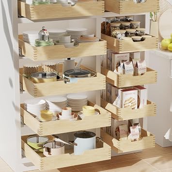 Pull Out Cabinet Organizer 2812 W x 21D, Slide Out Wood Drawer Shelf