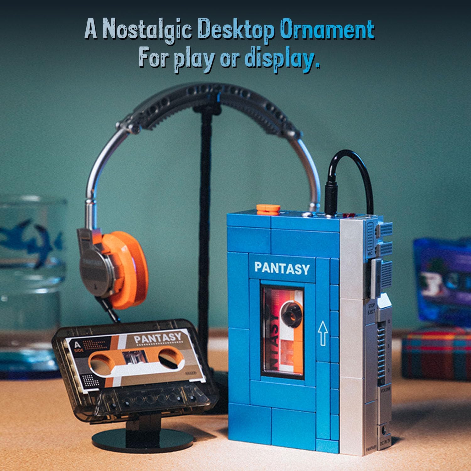 The @pantasy.global Cassette Player (85039) is here and it looks gorgeous with its metallic blue shine and retro headphones! Read more about it at  (link in bio). . Use THEBRICKPOST during