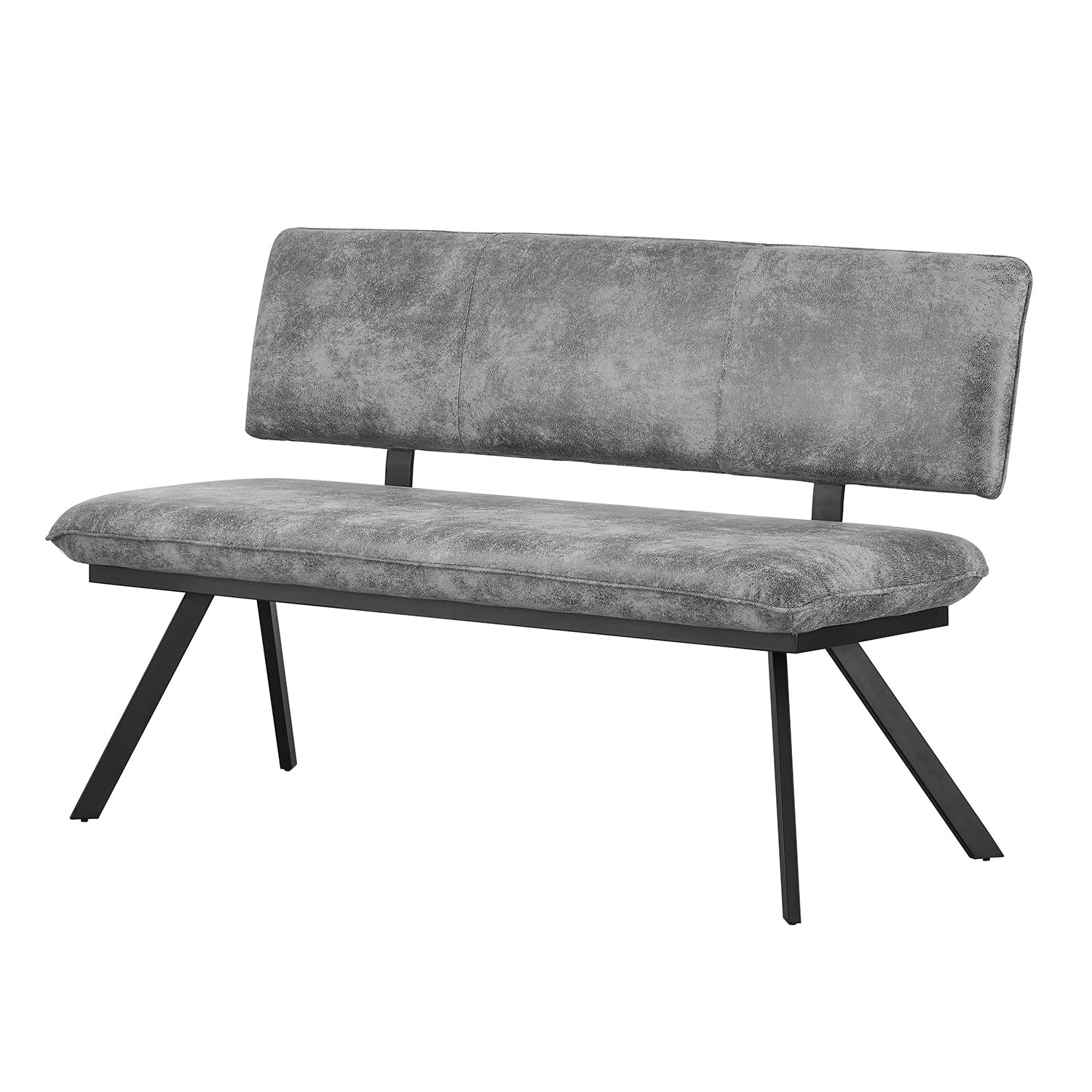 B&D home Banc Juna, Banc de Salle à Manger 140cm rembourré avec Dossier Structure métallique pour Salle à Manger, Couloir, vestiaire, Design Industriel Moderne, Aspect Daim Gris, 11310-140-GRAU