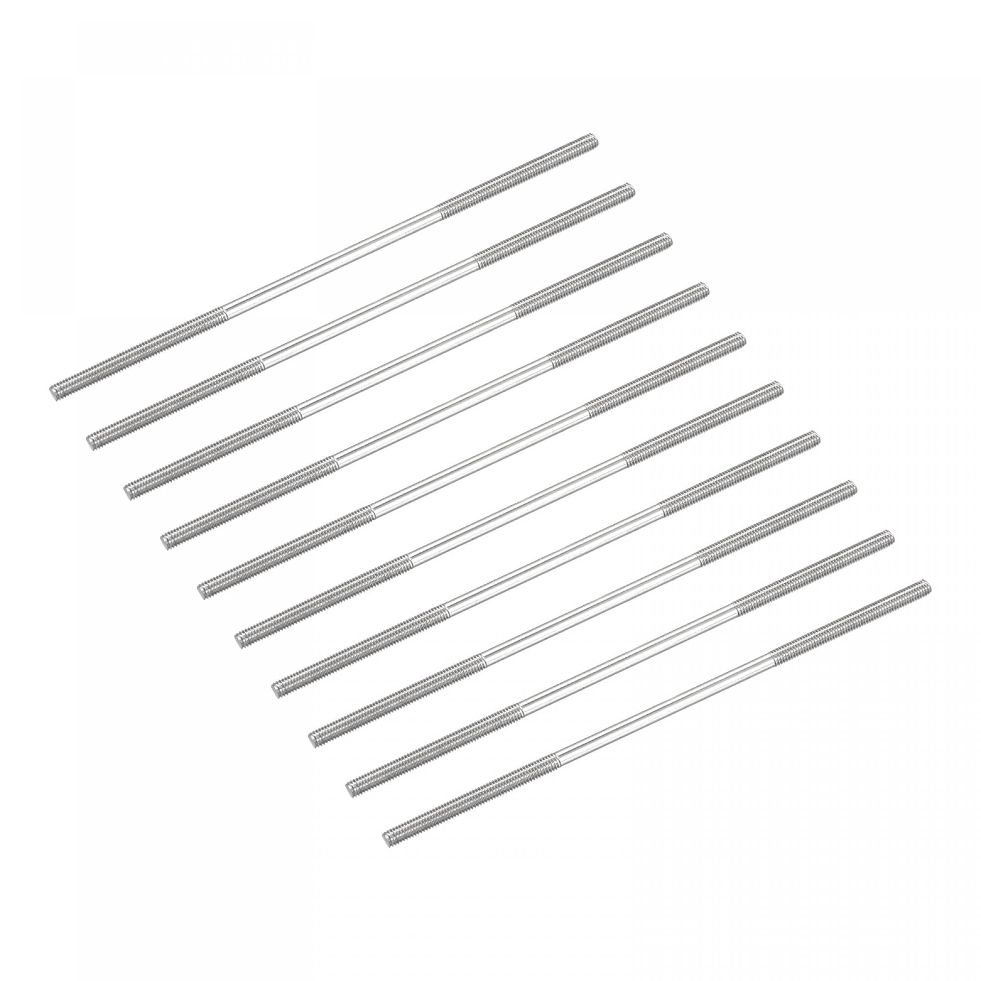 sourcing map Double Ended Stud Screws (M3 Thread 100mm Length) 10pcs, 304 Stainless Steel Dual Threaded Rod Bolts - for House Maintenance