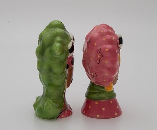 Miniatura 6 de Dollymamas de cerámica fina afroamericana negra con gafas de sol, juego de salero y pimienta, 4-3/8 pulgadas de alto