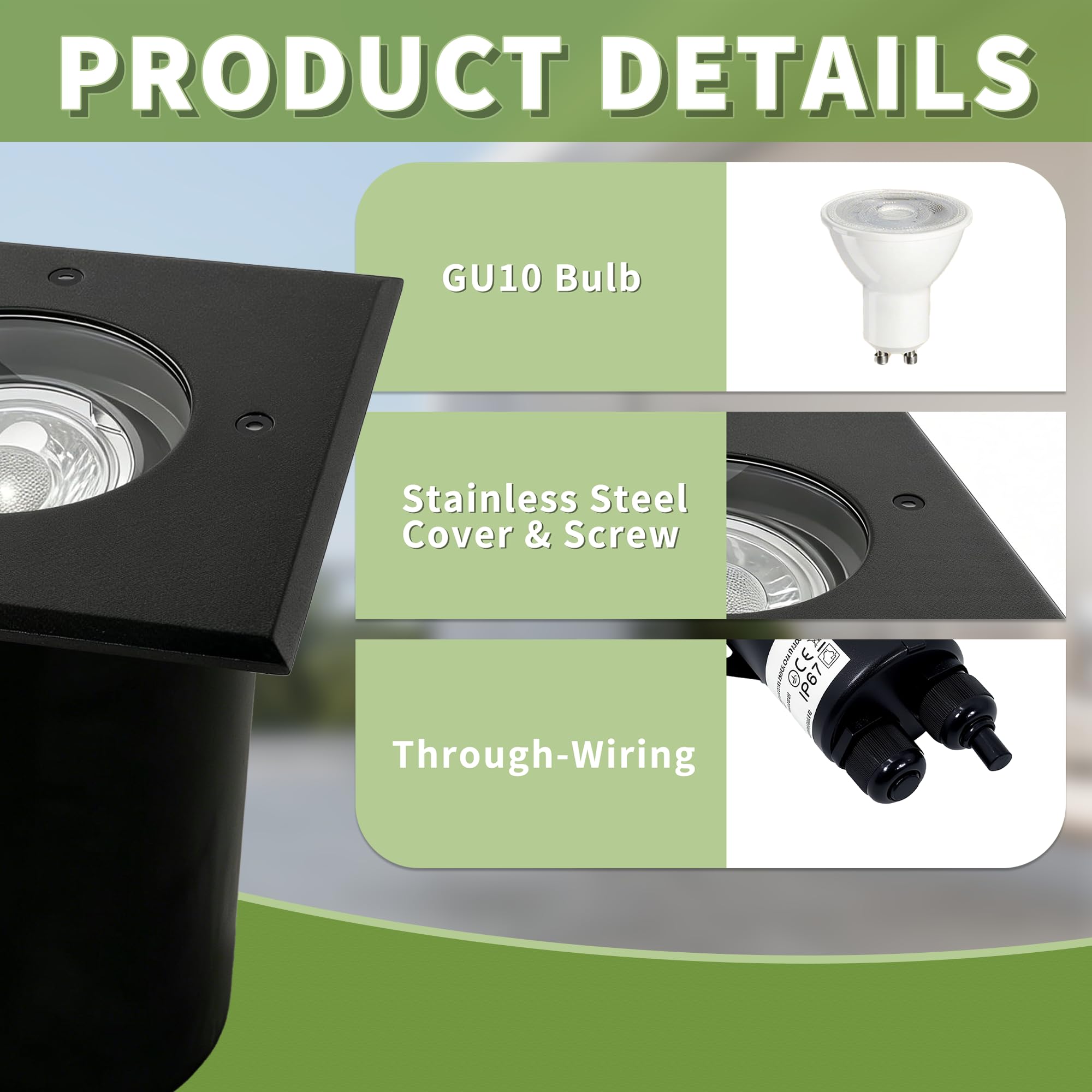 JNR Spot Encastrable Exterieur IP67 étanche 230 V, Noir 4 Pack