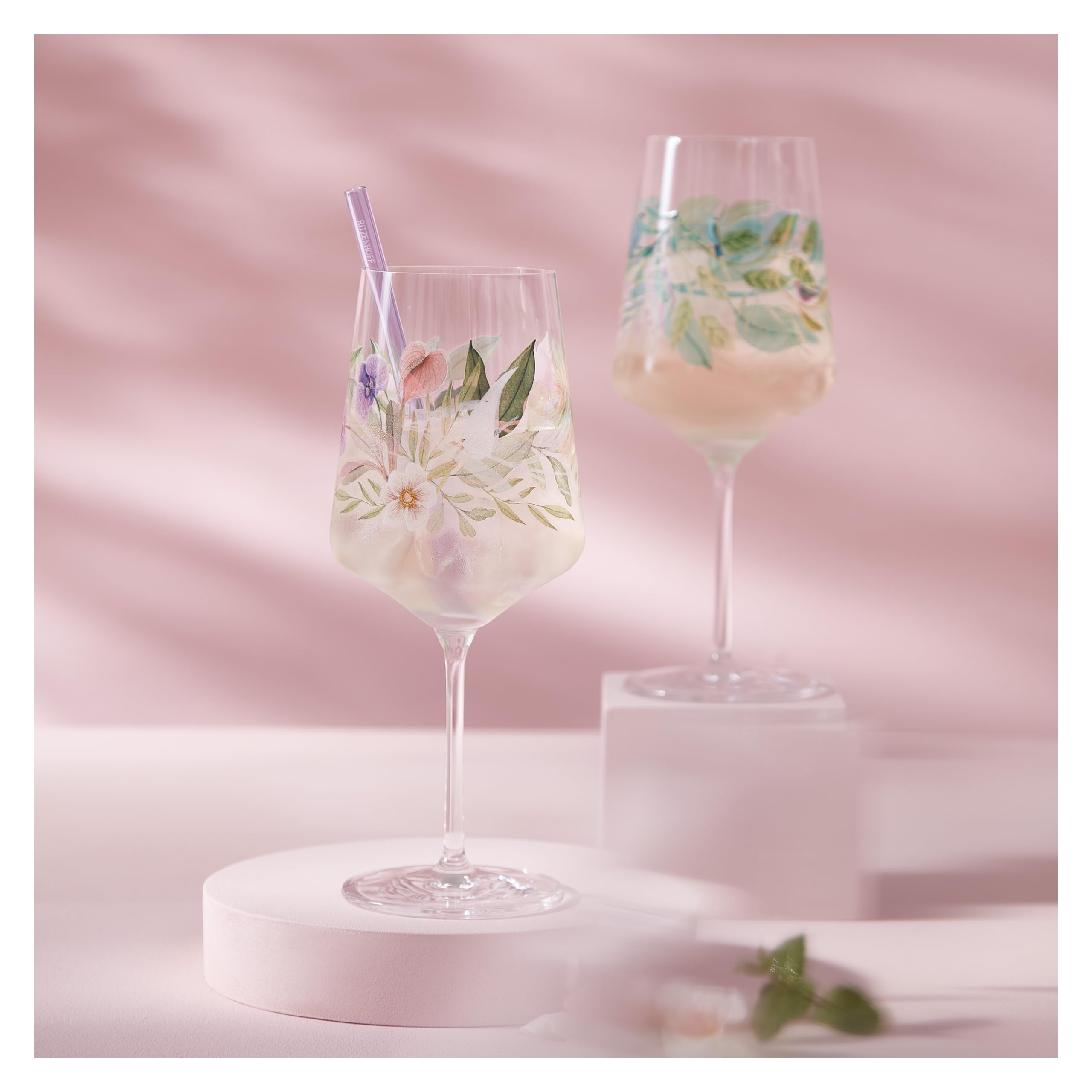 RITZENHOFF 2931017 Bicchiere da aperitivo 500 ml - Set di 2 - Serie Summer Dew - per spritz, spritzer - Motivo foglie - Made in Germany