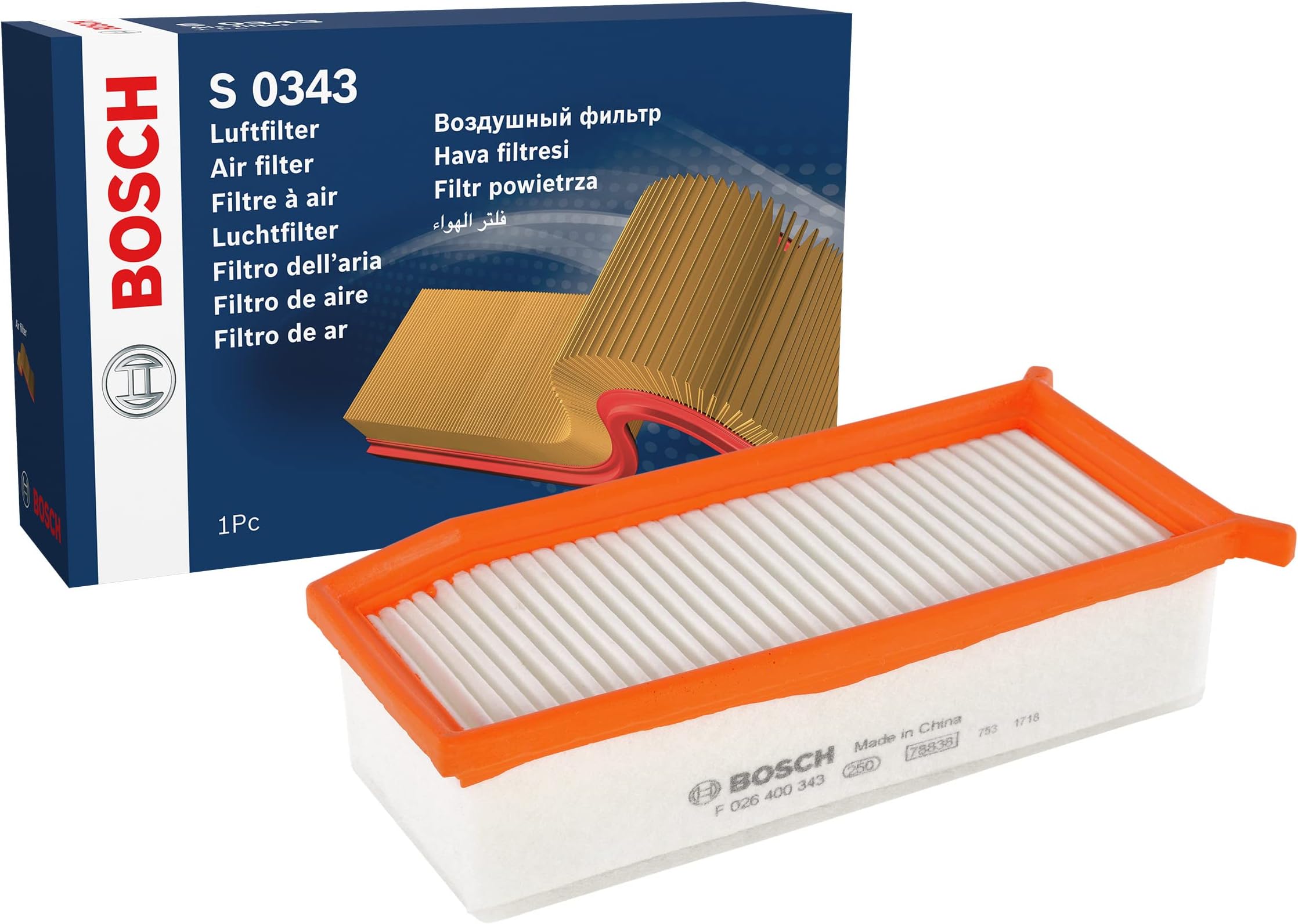 Bosch Filtre à Air Auto S0343 - Qualité OEM Pour Moteur Performant