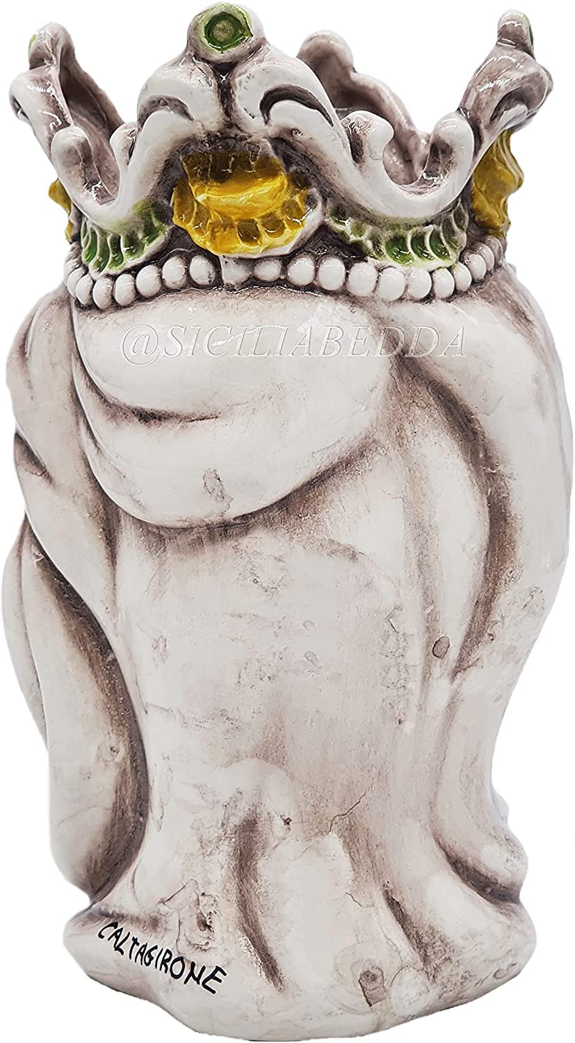 sicilia bedda - Sycylijskie główki morza z ceramiki Caltagirone - wykonane całkowicie ręcznie - wysokość 18 cm (para głów zielonego morca)
