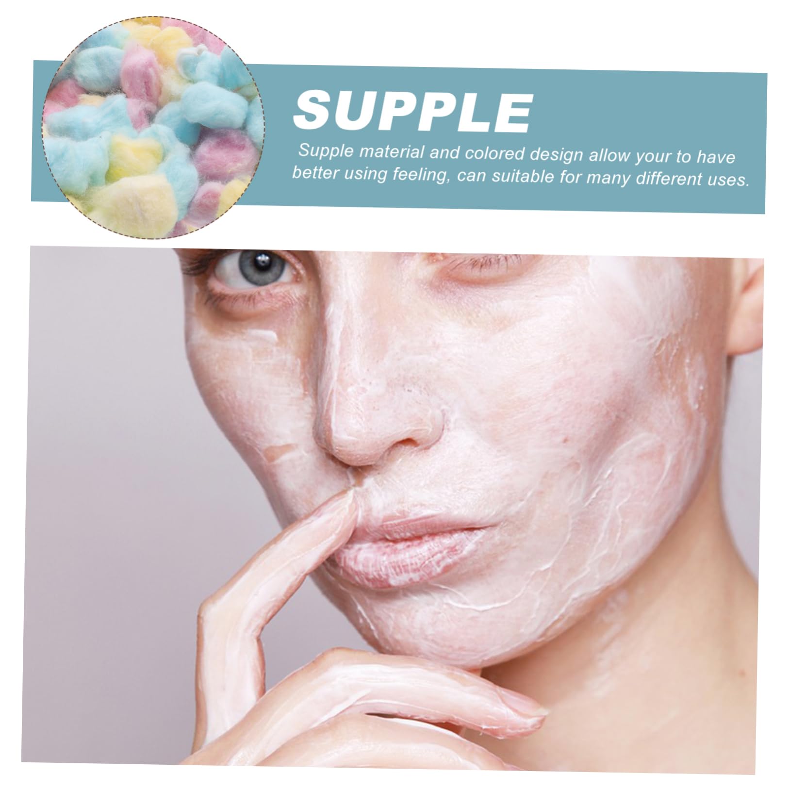 Bunte Wattebäusche für Gesicht und Make Up, 500g Baumwolle, 1 Packung