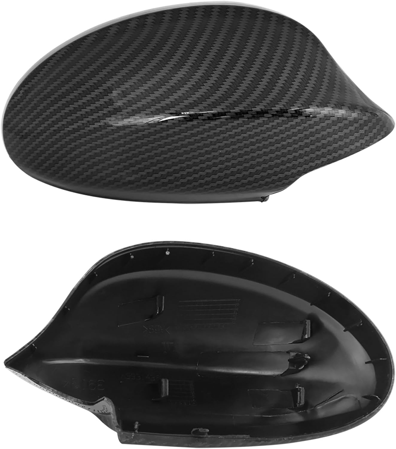 X AUTOHAUX Pair Exterior Rear View Mirror Housing Door Wing Mirror Cover Cap Carbon Fiber Pattern for BMW 3-Series E90 E91 325i 328i 330i Sedan 2005-2008