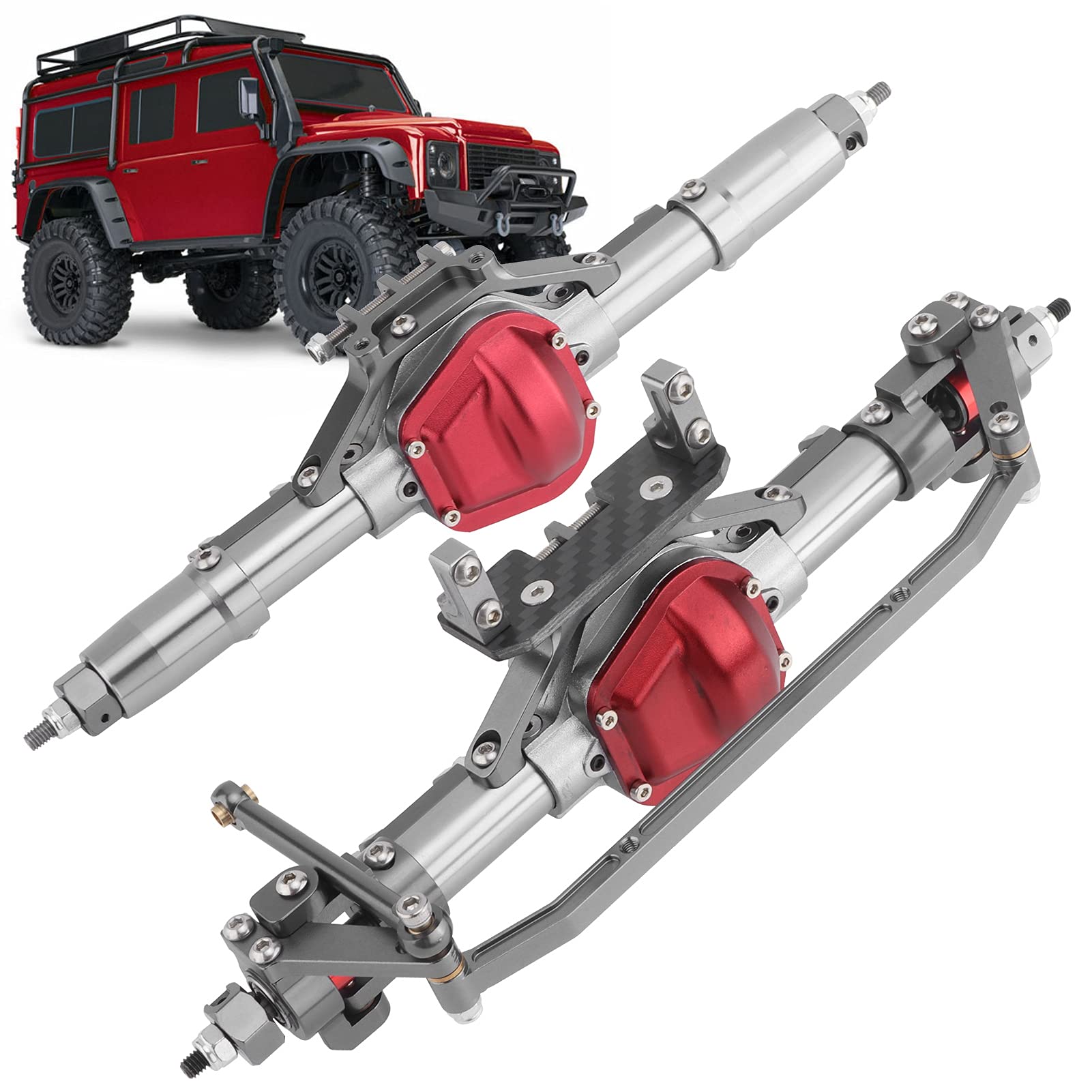 FILFEEL Oś Przednia i Tylna ze Stopu Aluminium do Niezbędnego Wyposażenia Samochodu Wspinaczkowego Axial SCX10 /10 RC