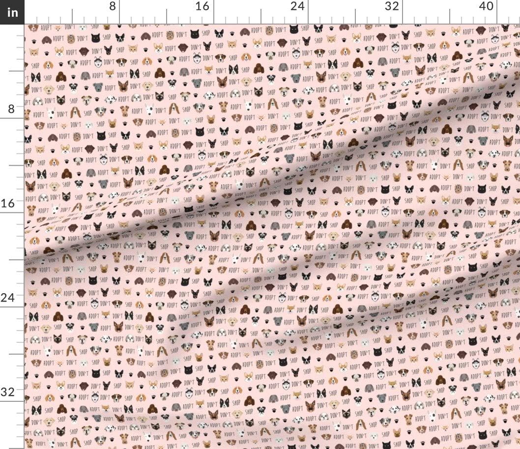 Spoonflower Fabric - Adopt Dogs Cats Pink Rescue Cat Printed on Petal Signature Cotton Fabric Fat Quarter - Sewing Quilting Apparel Crafts Decor
