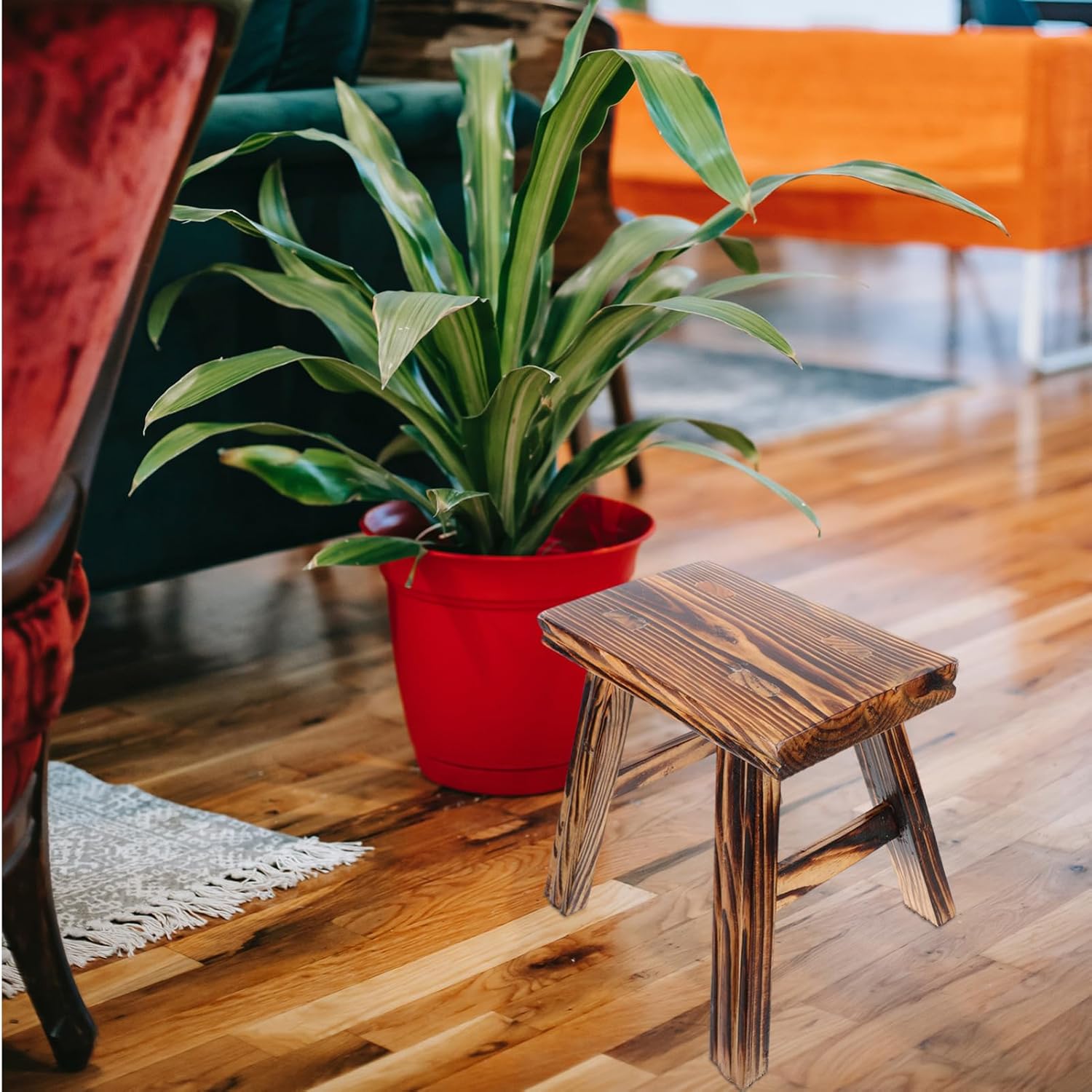 Solid Wood Stool for Home Small Footstool Padded Footrest Multi-use Stool