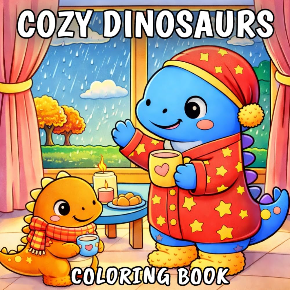 Cozy Dinosaurs Coloring Book: Cute and Relaxing Scenes for Stress Relief and Creative Calm