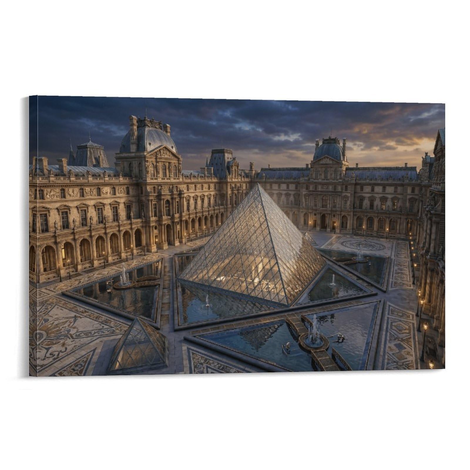XPASHIQWC Louvre Glass Pyramid Paris Poster Artwork Giclee Canvas Prints Modern Canvas Wall Art Picture Wall Hanging for Living Room Bedroom Home Decorations 24x36inch(60x90cm)