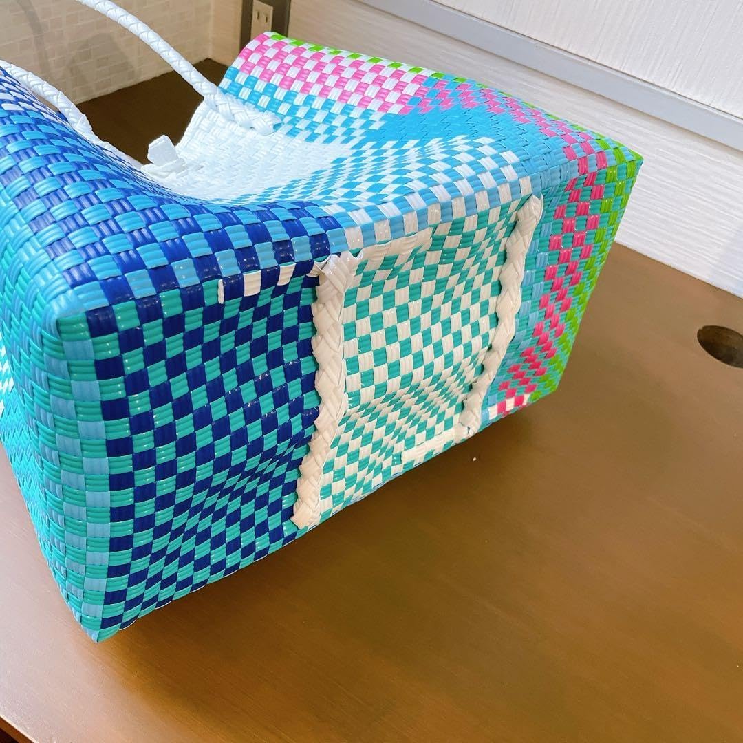 受注製作】プラカゴ miniロングサイズ/A5 miniL-130 オレンジ*緑*白 2way かごバッグ お散歩バッグ 雨の日バッグ PPバンド |  tAmArA -my favorite- ◇軽くて丈夫なプラカゴBAGUNI◇ 高級ライン プラカゴバッグ カラフル マルチカラー ブルー系 ジャンボ