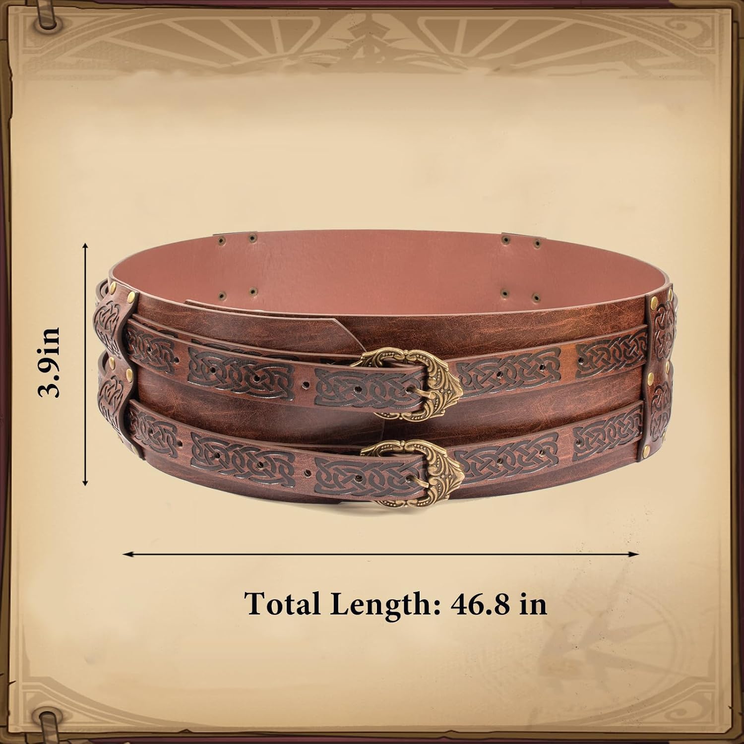 SUMGOGO Retro Waist Belt Medieval Viking Leather Waist Armor Knight Wide Corset Belt Renaissance Halloween Cosplay Costume (Brown)