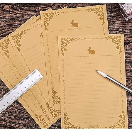 Amazon Tricolor 便箋 便せん 80枚 きれいな手紙が書ける うさぎ 封筒用紙 お祝い 挨拶 ラブレター お見舞い お礼状用 クラフト 挨拶状封筒 文房具 オフィス用品