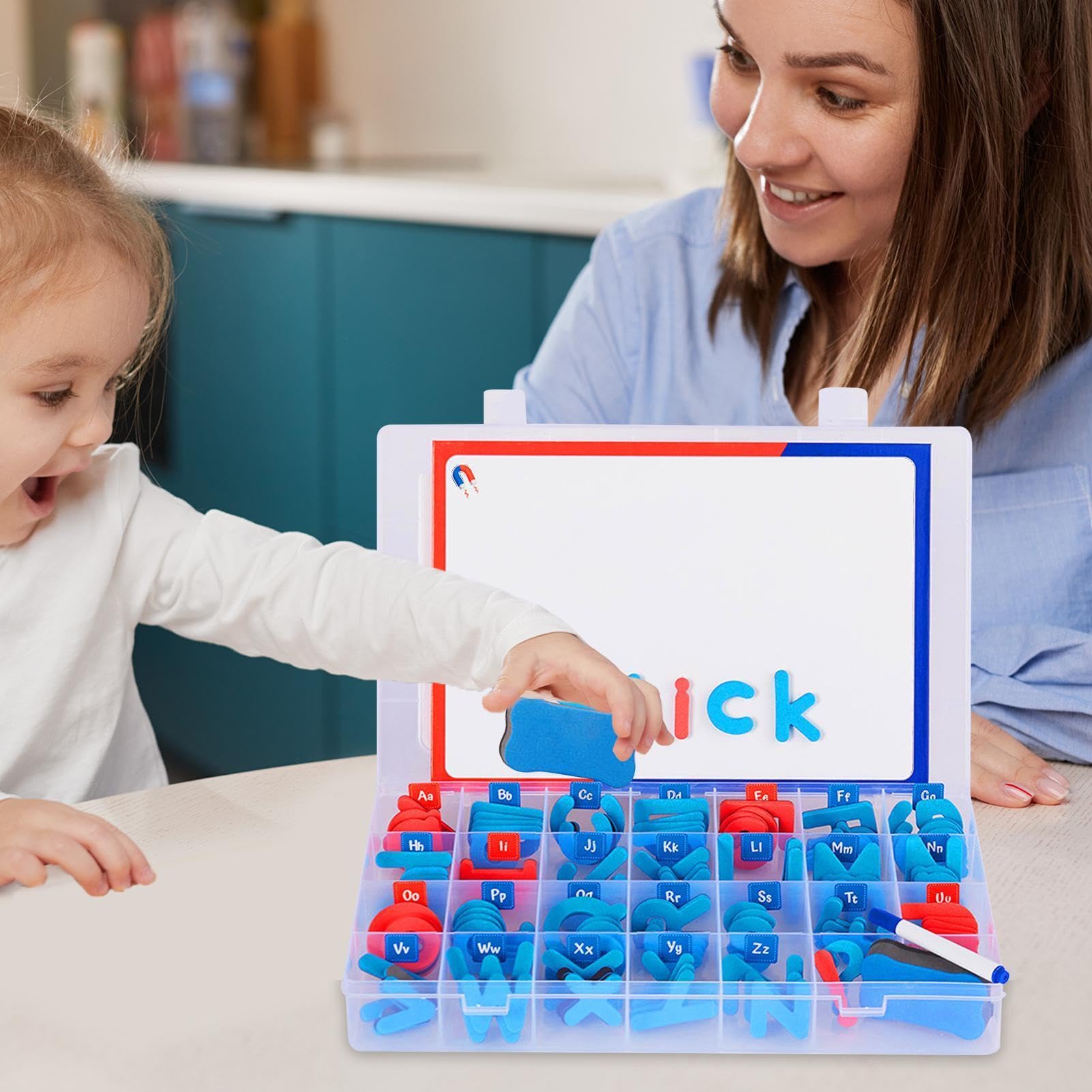 Magneti da frigo educativi, lettere magnetiche in classe Ragazze Lettere | Set di lettere magnetiche con lavagna magnetica su entrambi i lati, per ragazzi, ragazze, bambini