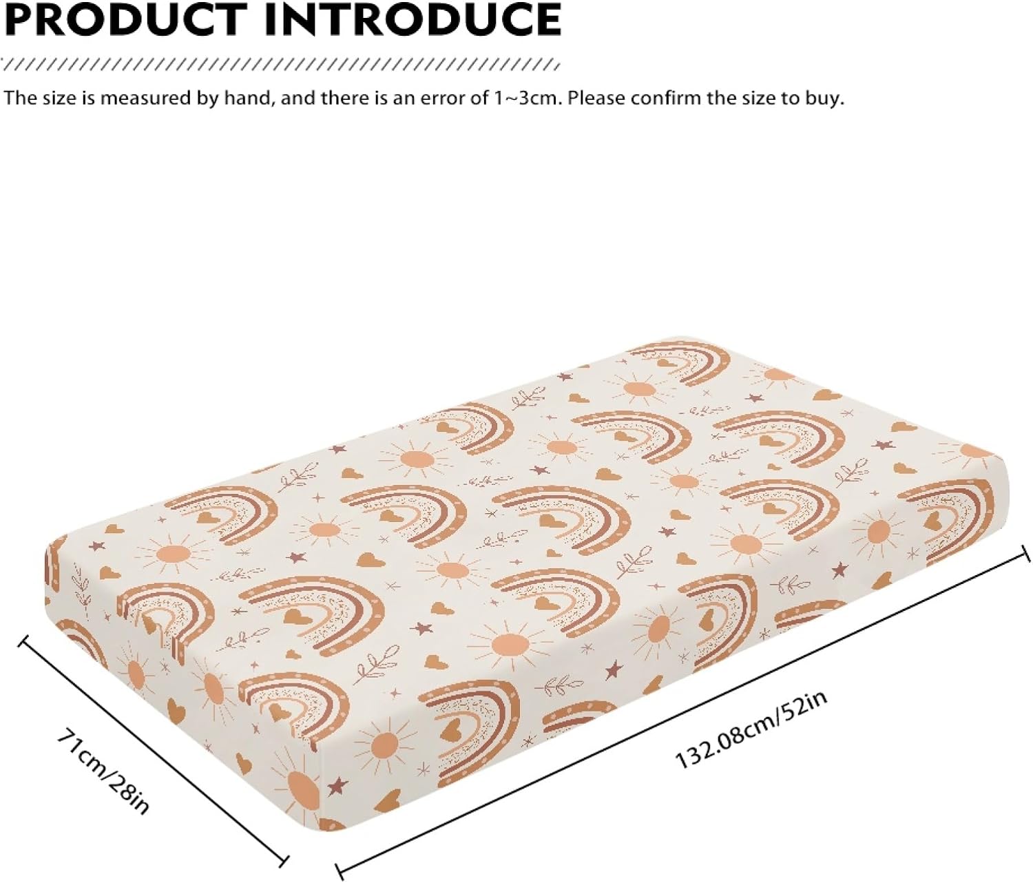Rainbow Baby Crib Sheets for Boys Girls Sun Breathable Soft Mini Fitted Crib Sheet for Standard Toddler Mattress 52x28x8 in