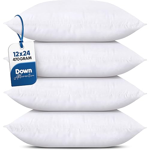 Utopia Bedding Throw Pillows (Set of 4, White), 12 x 24 Inches Pillows for Sofa, Bed and Couch Decorative Stuffer Pillow