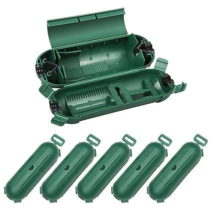 DEWENWILS 6-Pack Outdoor Extension Cord Cover, Waterproof Connection Protector with 4 Seal Latches, Adjustable Compartment for AWG 12/14/16 Cords, Protect Holiday Decoration Lights and Plugs, Green