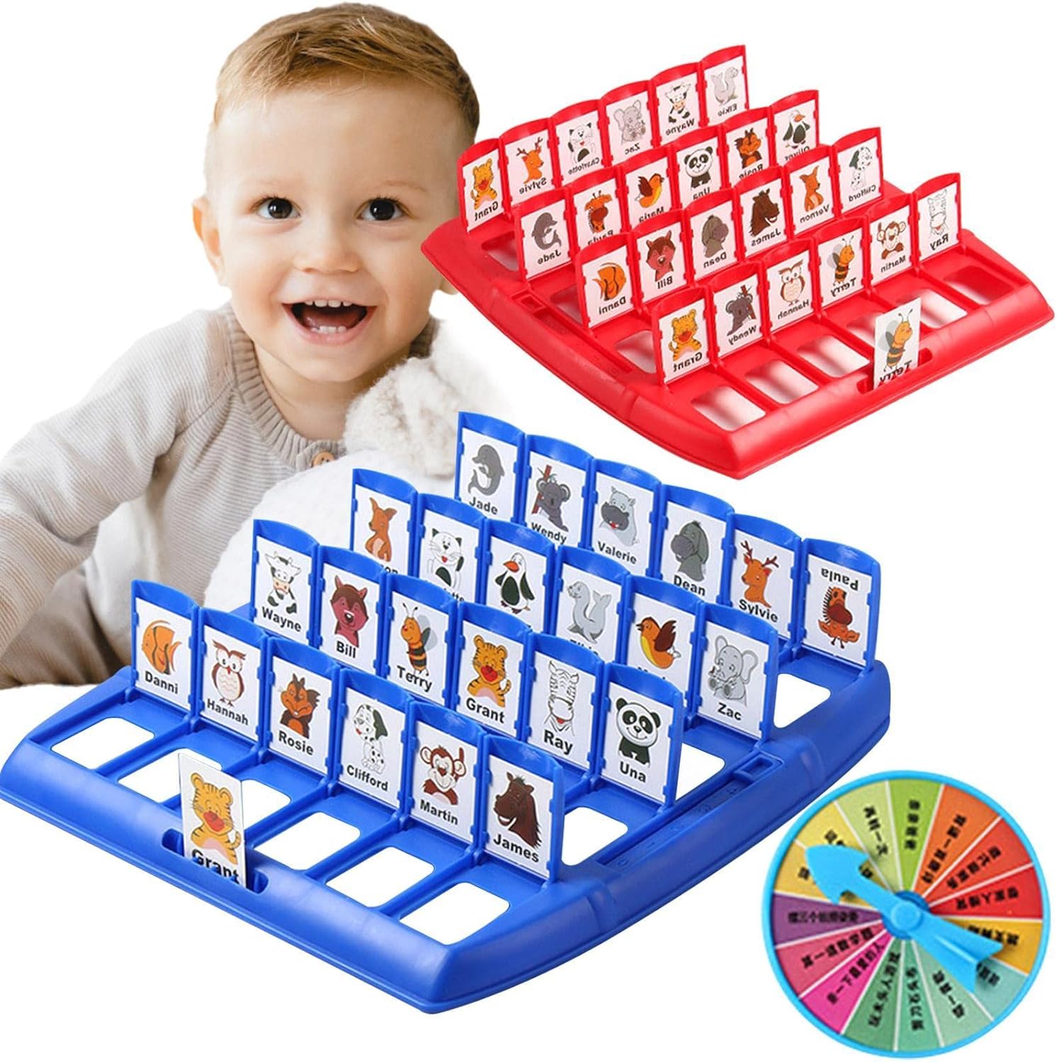 Juego de adivinanzas familiar - Instructivo ¿Quién soy yo? Juego de cartas - 48 Uds. Juego de mesa juguetes desarrollo temprano juguete educativo Original para niños pequeños padres 2 jugadores Shenbo