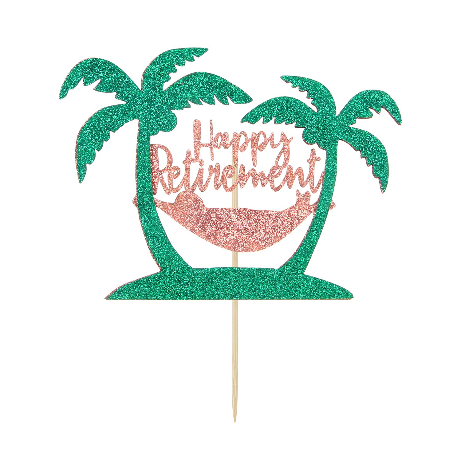 Rose Gold Glitter Happy Retirement Cake Topper, Official Retired Cake Decor - Retirement Party Decorations Supplies