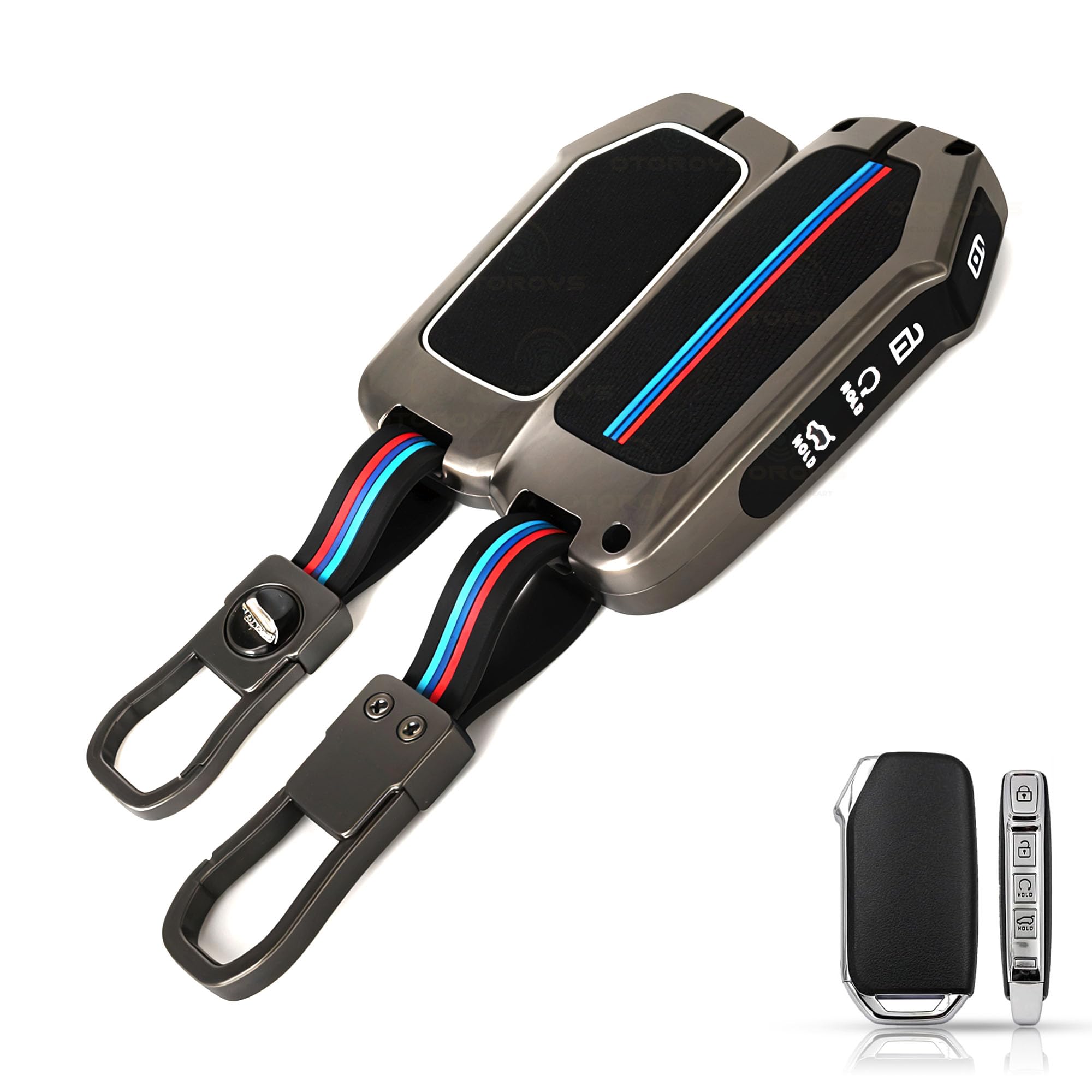 OTOROYS Metal Key Cover Compitable for Premium Metal Key Cover for Kia Seltos 2024/2023 Facelift HTX, Carens X Line, Sonet Facelift - 4 Button Smart Key (for Kia 2024 2023)