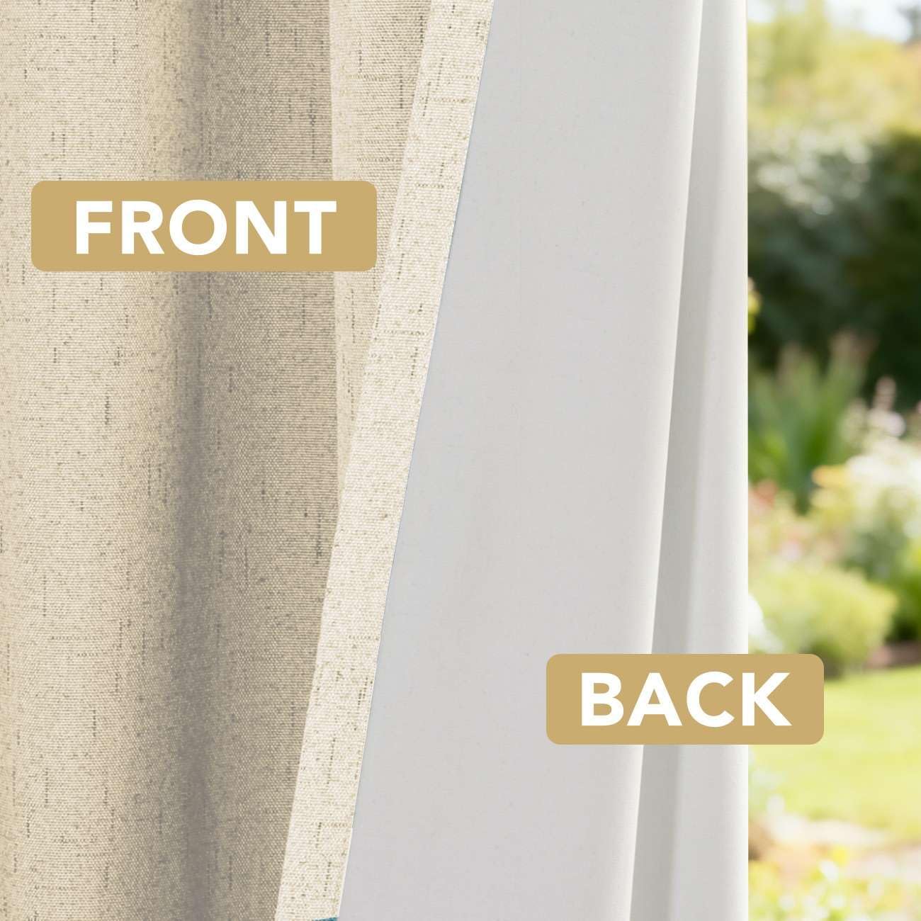 H.VERSAILTEX 100% Blackout Curtain for Bedroom 84 Inches Long Grommet Linen Face Full Light Blocking Curtain Drape for Living Room Thermal Insulated Linen Look Curtain 1 Panel, Bleached Sand