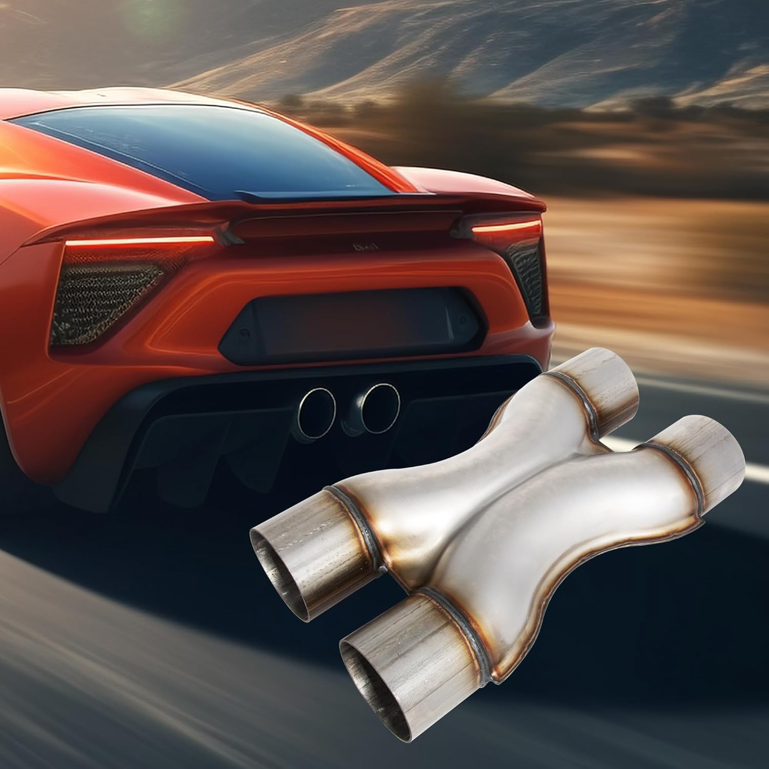 Stainless Steel Universal Exhaust X Pipe, 3 Inch ID Dual Stamped Exhaust Adapter Connector, 12 Inch Long for Smoother Exhaust, Dual 3 Inch Crossover Exhaust Tip