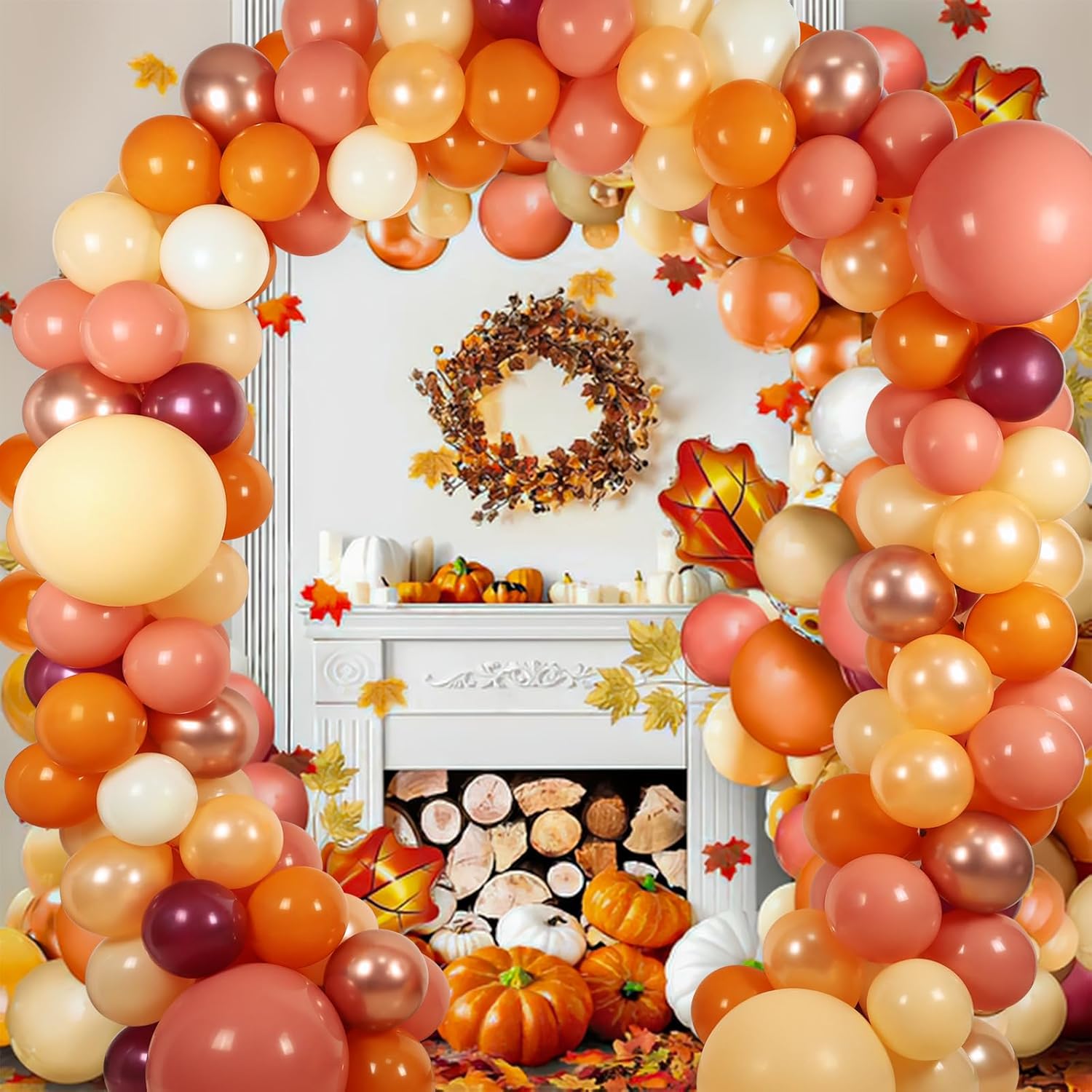 157-Piece Thanksgiving Balloon Arch Kit - Mustard Yellow & Burnt Orange Fall Garland Decor