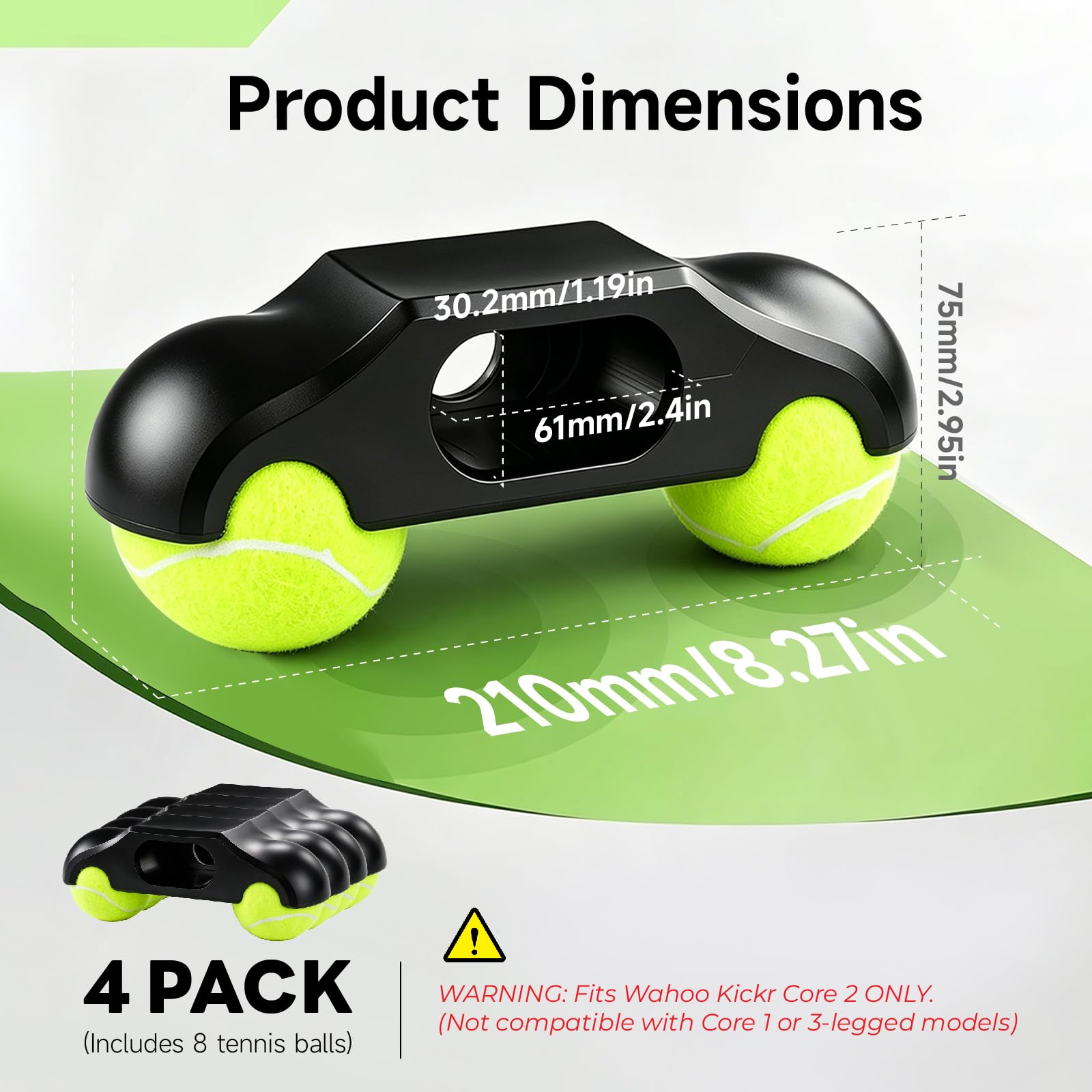 4 Stück Rocker Plate Feet, Tennisballfüße Kompatibel mit Wahoo Kickr Core 2, Zubehör für Fahrrad Rollentrainer mit 8 Tennisbällen, Stabil, stoßdämpfend, Steigern Sie Ihr Indoor Cycling Erlebnis