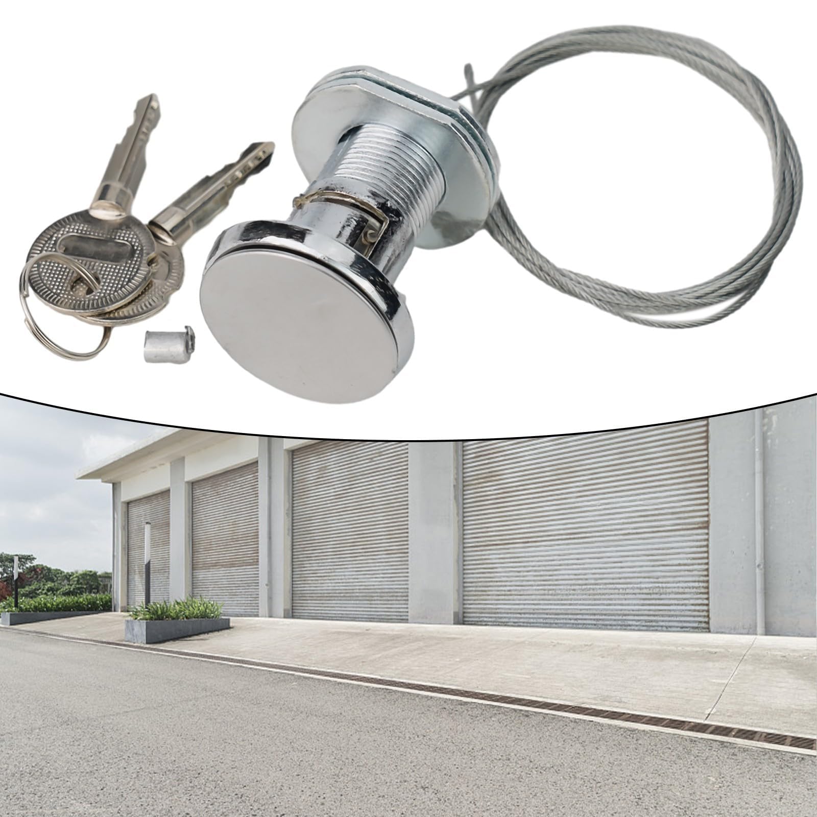 Kit di rilascio per porta del garage, serratura a sgancio rapido con 2 chiavi, serratura a sgancio rapido per porte senza accesso