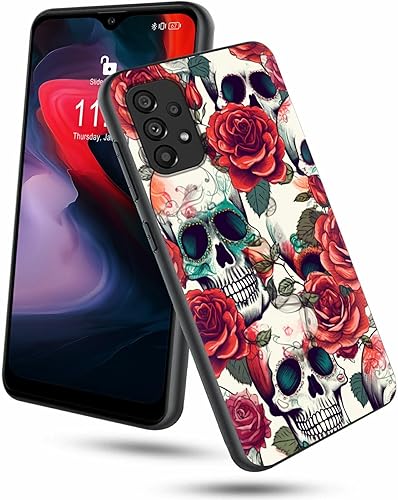 Miniatura 884 de Funda protectora para Samsung Galaxy A13 5G/A04S para Samsung Galaxy A13 5G/A04S, funda de silicona TPU suave con calavera de rosa, diseño elegante
