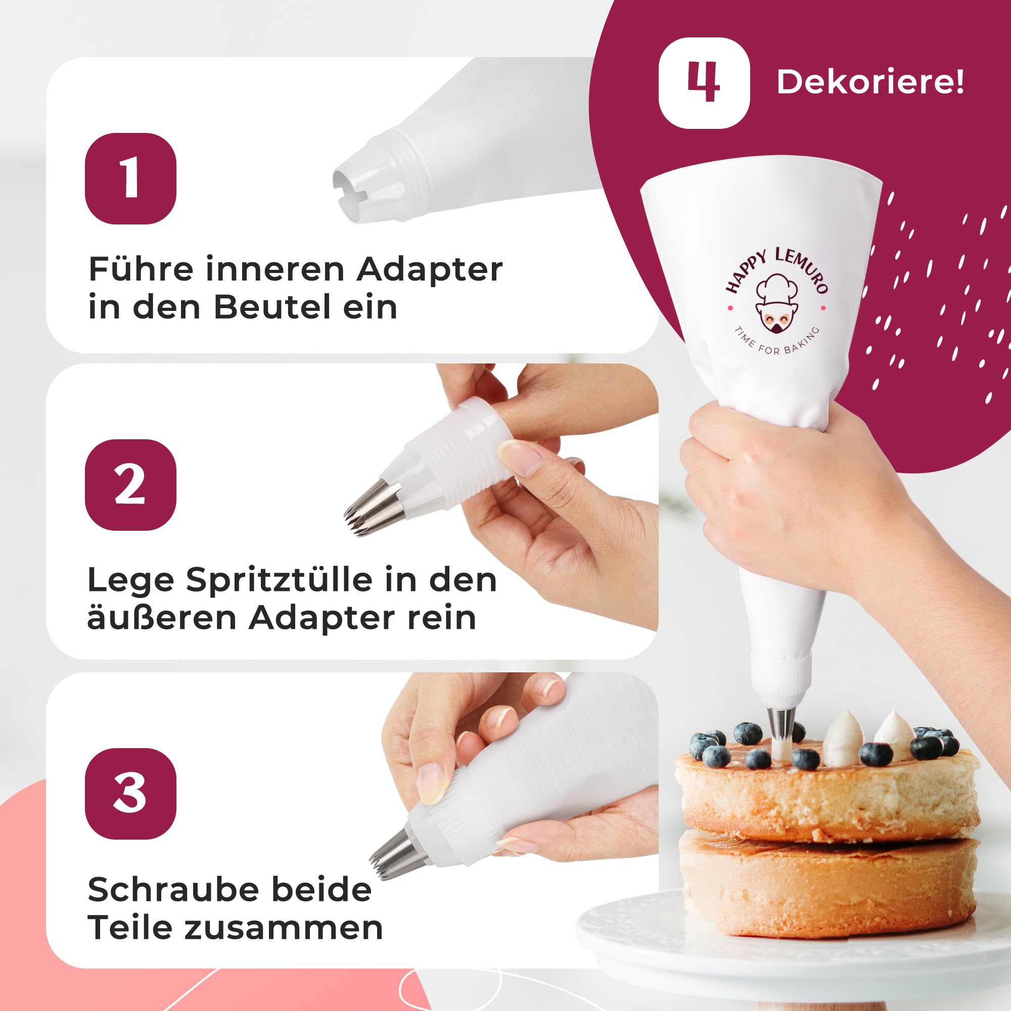 Torten Zubehör Set mit Premium-Spritztüllen & Spritzbeutel | Tortenring, drehbare Tortenplatte, Tortenschneider & vielseitiges Backzubehör – Kuchen Zubehör Set für Teenager & Erwachsene