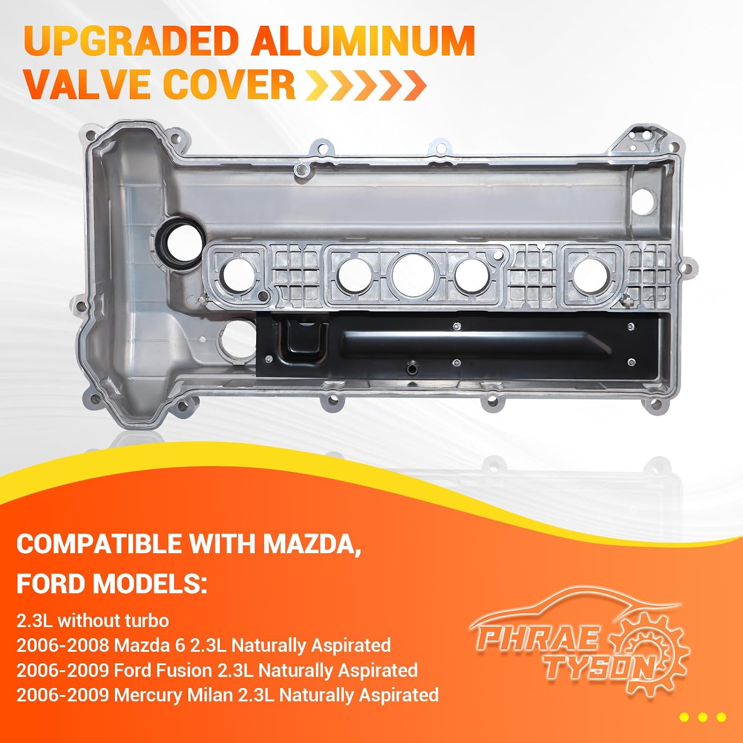 Upgraded Aluminum Engine Valve Cover Compatible with 2006-2008 Mazda 6 2006-2009 Ford Fusion Mercury Milan 2.3L Naturally Aspirated Replaces # 6M8Z6582E L3G310210E