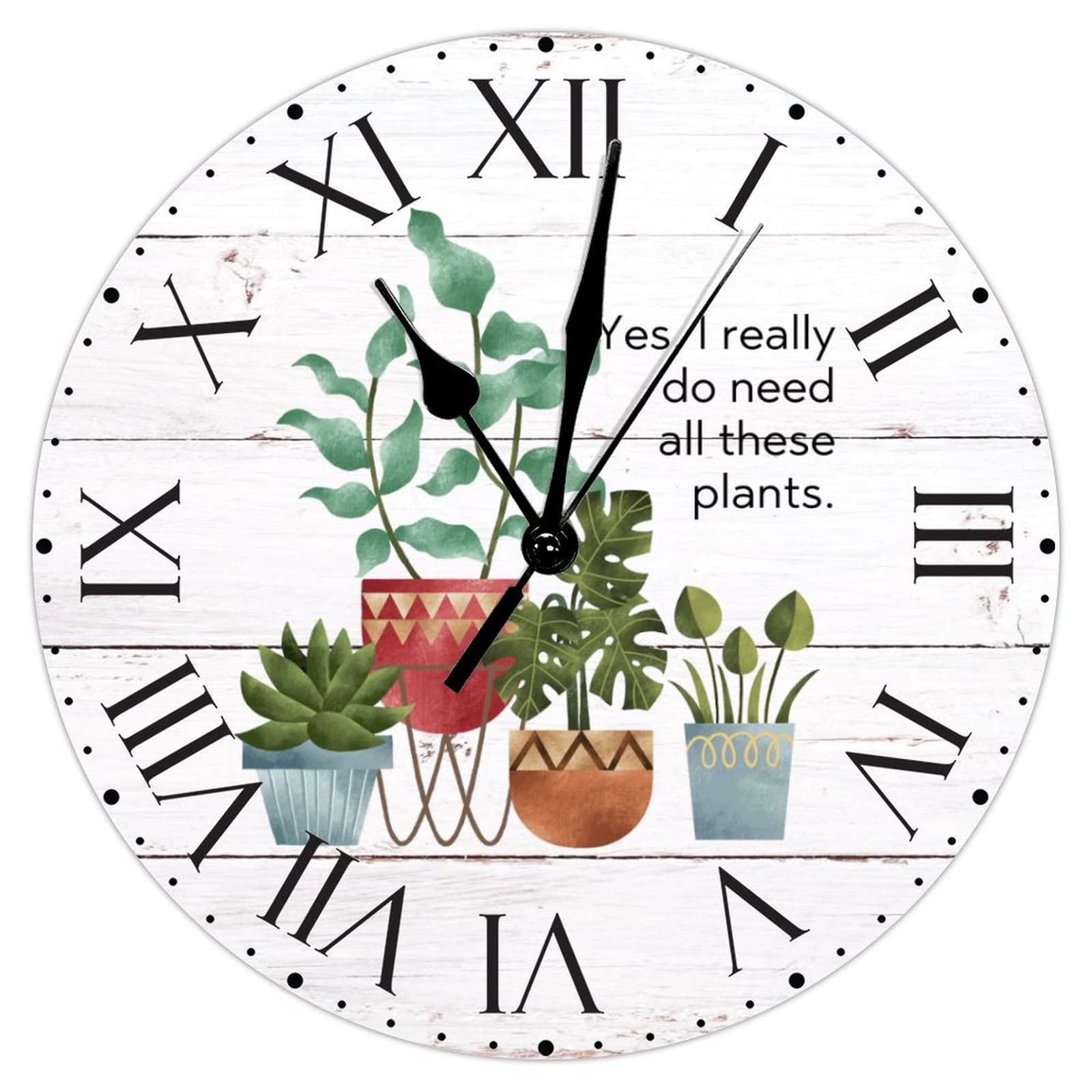 Horloge murale en PVC botanique 30 cm silencieuse pour salon