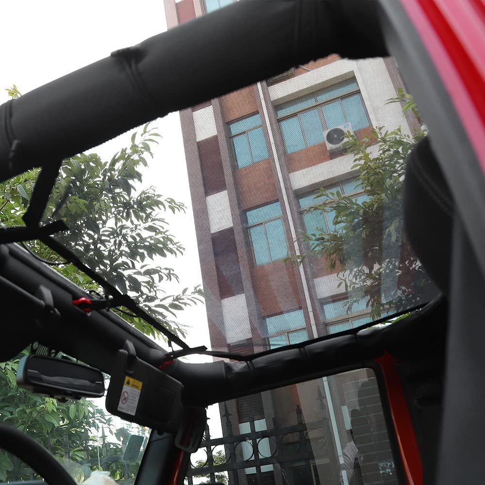 Sonnenschutz Mesh Shade Top Cover Polyester Strapazierfähiger Sonnenschutz für Jeep Wrangler 2007–2017 JK JKU 2-Türer, schwarz rot US-Flagge