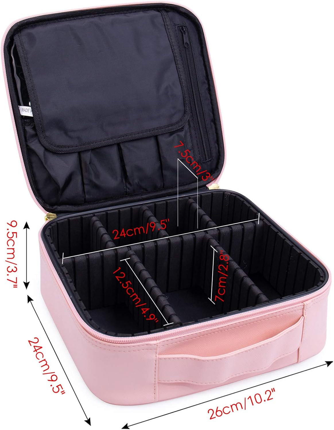 Narwey Travel Makeup Bag Large Cosmetic Bag Make up Case Organizer for Women and Girls (Pink-2)
