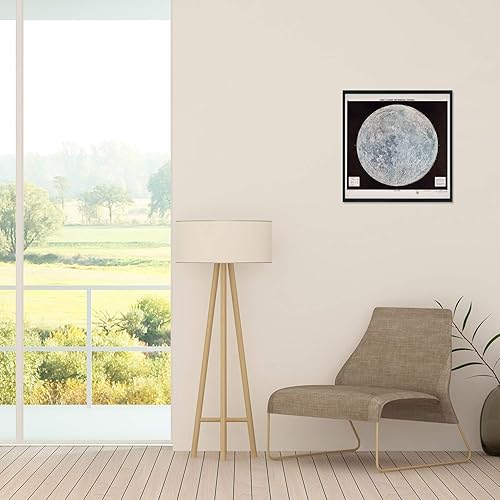 Vista 6 de HISTORIX Póster vintage de mapa lunar de 1966, mapa lunar de 24 x 24 pulgadas, póster lunar con tabla de datos, impresión del mapa de pared lunar