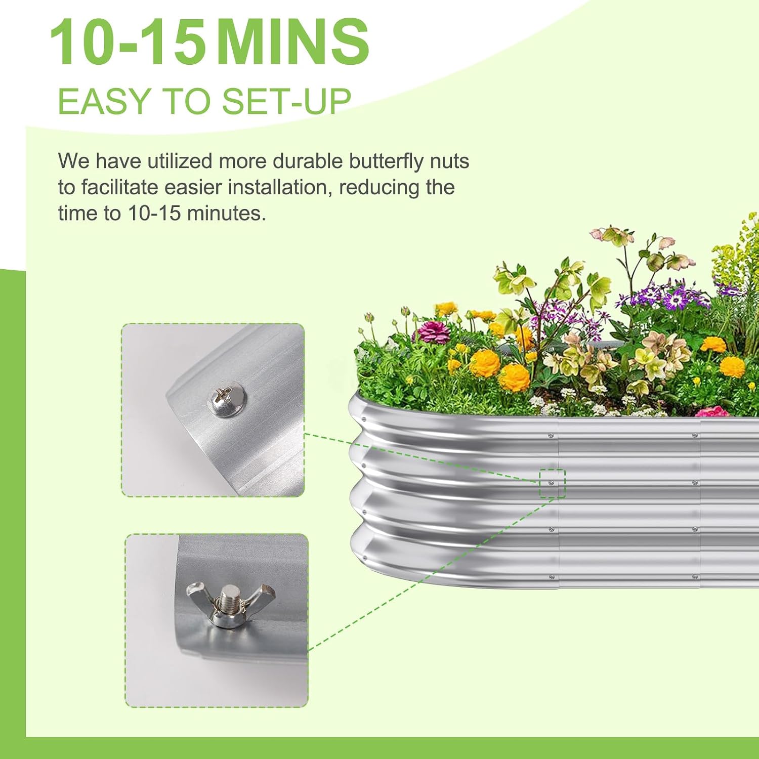 DEWEL Galvanized Raised Garden Bed Outdoor Gardening Planter Kits for Flower Herbs Vegetables Farming - Metal Planter Tub, 4x2x1ft