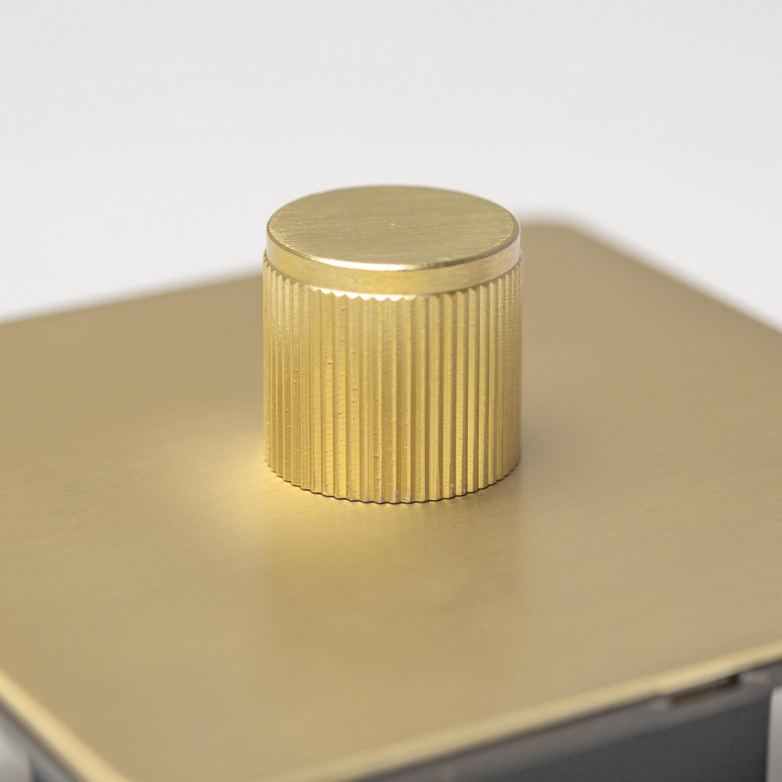 Satin Brass Straight Knurled Switches and Sockets | Screwless Front Plate (Single Dimmer) — image 1