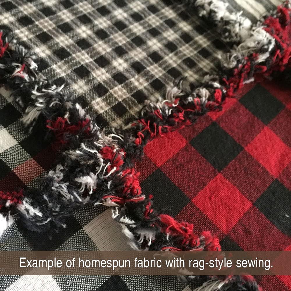 Buffalo Lodge Christmas Ragged Homespun Rag Quilt Kit, 200+ six inch Squares, Plaid Cotton Red Black Fabric by JCS