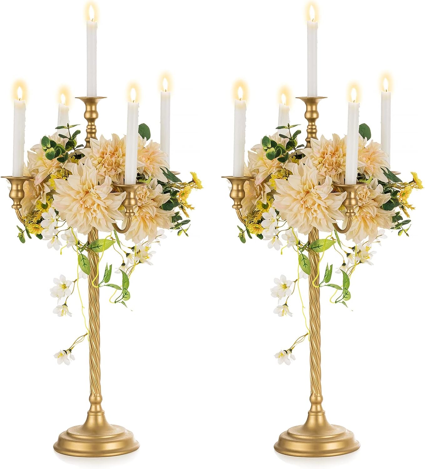 Nuptio Gold Candelabras Centrepieces 5 Candles 71cm Set of 2 Floor