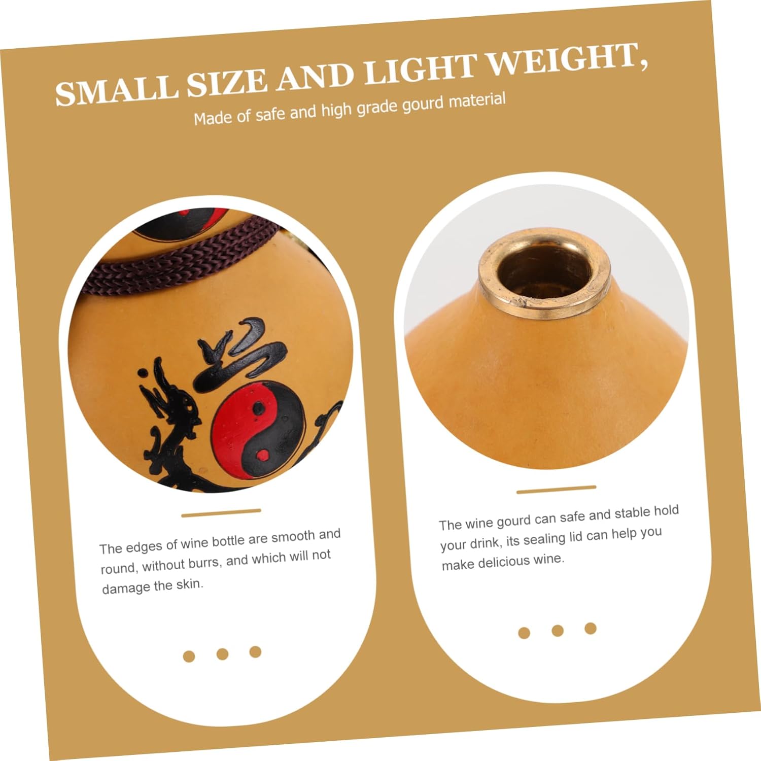 ULTECHNOVO Natural Gourd Water Bottle Portable Gourd Wine Bottle for Home Decor and for Water Wine Housewarming Fine Polish Feng Shui Accent