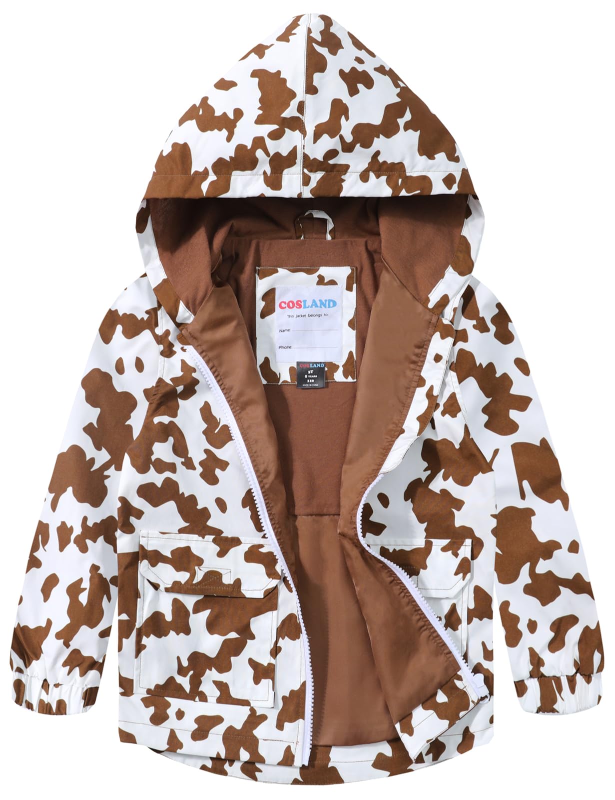 COSLAND Toddler Boys Girls Rain Jacket Waterproof Hooded Raincoat, 2-5T